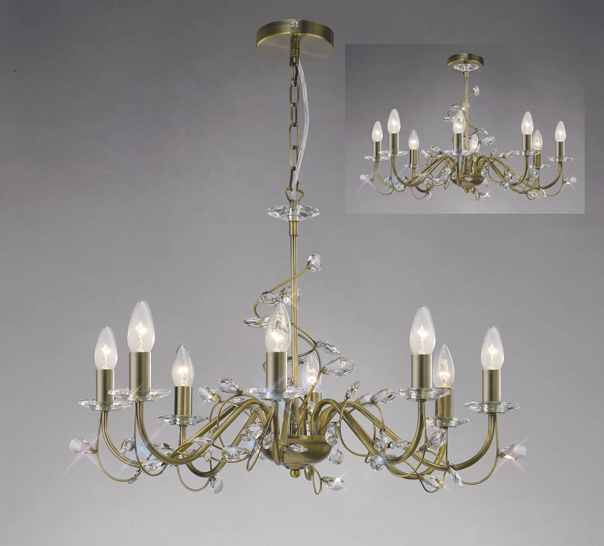 IL31228  Willow Crystal Pendant 8 Light Without Shade